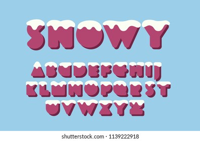 Snowy font. Vector illustration.
