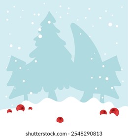 Snowy forest with Christmas tree shadows, Vector