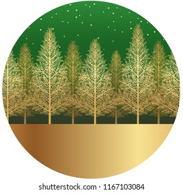 Snowy forest landscape frame, vector illustration.