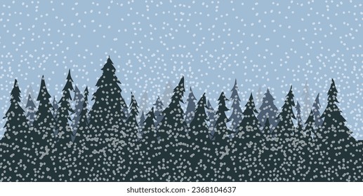 Snowy forest simple drawing. hand drawing. Not AI. Vector illustration