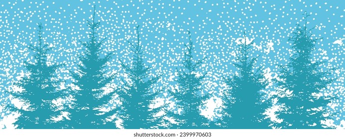 Snowy forest simple drawing. hand drawing. Not AI. Vector illustration