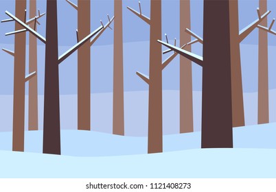 Snowy forest trees vector