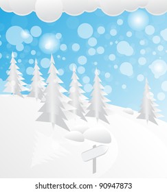 snowy forest Vector Christmas background
