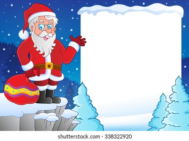 Snowy frame with Santa Claus theme 1 - eps10 vector illustration.