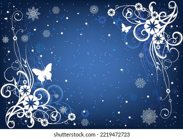 Snowy  frame in winter at night background
