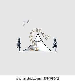 Snowy frosty during a family vacation.Vector winter wonderland night background