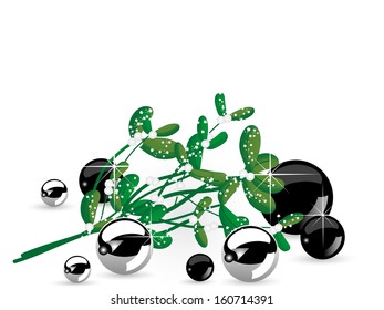 Snowy green mistletoe - vector illustration