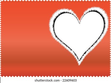 Snowy heart on red cloth(Vector)