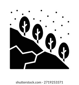Snowy Hills Landschaft Vektorgrafik, Solid Style Symbol