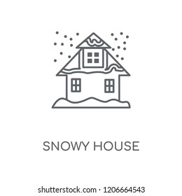 Snowy House linear icon. Snowy House concept stroke symbol design. Thin graphic elements vector illustration, outline pattern on a white background, eps 10.