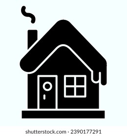 Snowy house solid icon. Winter home building with snow on the roof. Christmas vector design concept, glyph style pictogram on white use for and app. Eps 10.