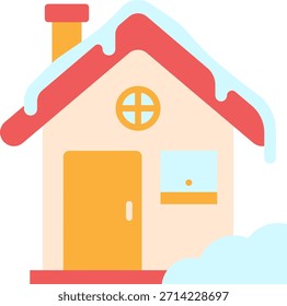 Snowy House Vektor Flache Symbolgrafik