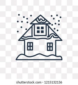 Snowy House vector outline icon isolated on transparent background, high quality linear Snowy House transparency concept can be used web and mobile