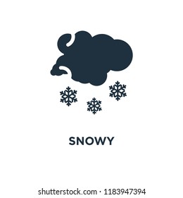 Snowy icon. Black filled vector illustration. Snowy symbol on white background. Can be used in web and mobile.