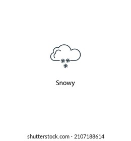 Snowy icon thin line stock illustration. Weather forecast line icon, isolated on white background, weather stroked symbol. 
