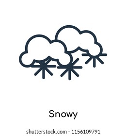 Snowy icon vector isolated on white background, Snowy transparent sign , thin symbols or lined elements in outline style