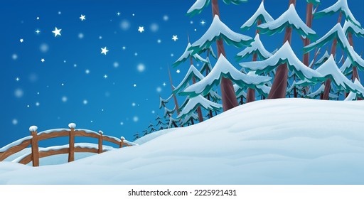 snowy landscape with Christmas style trees