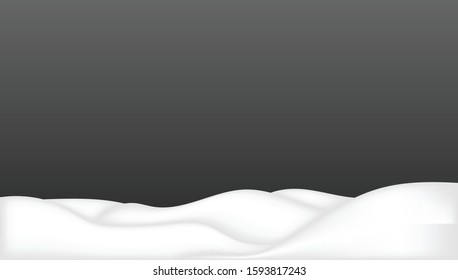 Snowy landscape. Frozen hills with snowbanks texture, empty snowbank fields panorama. Game art concept. Christmas snow, white elements, holiday vector snow. Design template for winter and christmas.