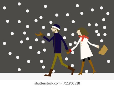 snowy landscape image with lovers