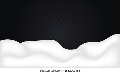 Snowy landscape isolated on dark transparent background. Vector illustration of winter decoration. Snow background.Winter landscape with falling christmas shining beautiful snow. vector.