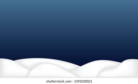 Snowy landscape isolated on dark background. Snow background. Snowdrift. Game art concept. Christmas snow, white elements, holiday vector snow. Design template for winter and christmas.