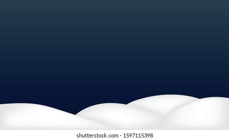 Snowy landscape isolated on dark background. Snow background. Snowdrift. Christmas snow, white elements, holiday vector snow. Design template for winter and christmas.