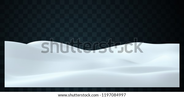 Snowy landscape isolated on dark transparent\
background. Vector illustration of winter decoration. Snow\
background. Snowdrift. Game art\
concept