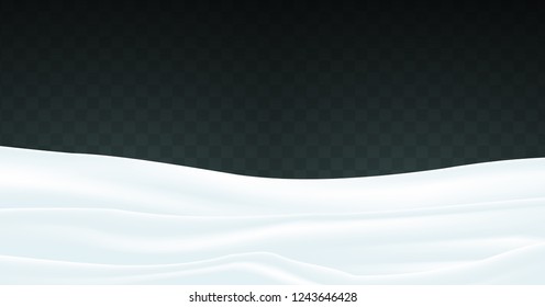 Snowy landscape isolated on transparent background. Vector background for greeting card.