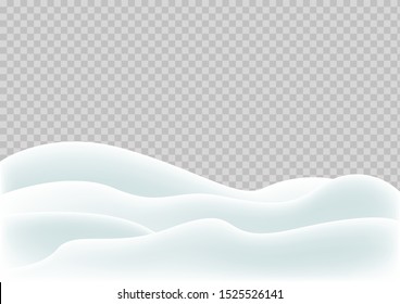 Snowy landscape isolated on transparent background. Vector illustration of winter decoration.