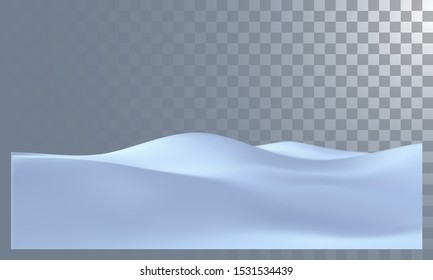 Snowy landscape isolated on transparent background. Vector illustration of winter decoration. Snow background. Snowdrift. Game art concept