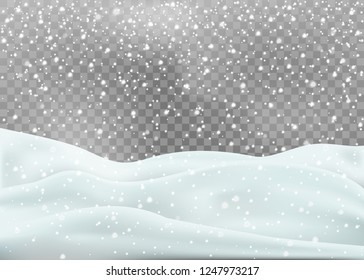 Snowy landscape isolated on white background. Vector illustration. Eps 10.