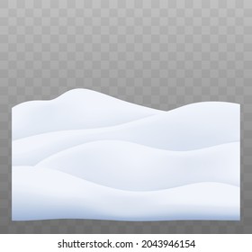Snowy landscape isolated. Vector winter background with snowy hills. Christmas background.