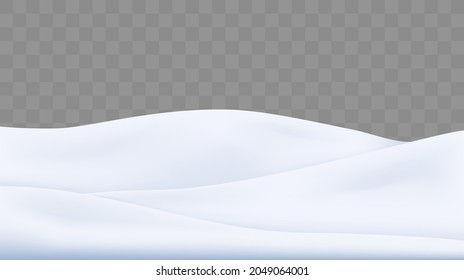 Snowy landscape isolated. Vector winter background with snowy hills. Christmas background.