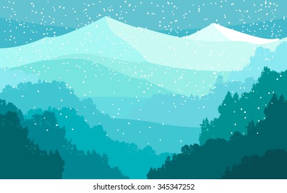 Snowy Landscape. Vector illustration