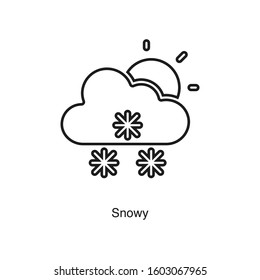 Snowy linear icon vector on white background. Black icon illustration