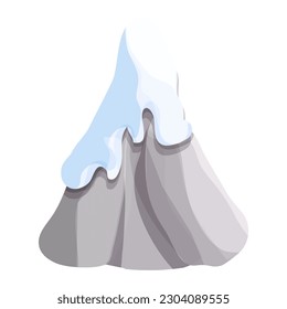 Snowy mountain clif boulder isometric game element in cartoon style isolated on white background. Game ui scenery element