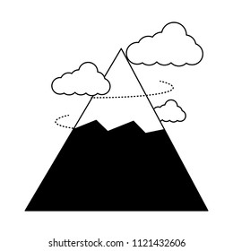 snowy mountain with cloud isolated icon