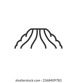 A snowy mountain with a downhill course, linear icon. A mountain for downhill skiing and snowboarding. Line with editable stroke