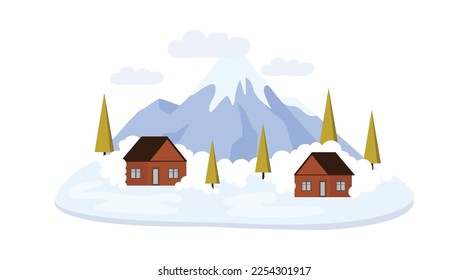 Snowy mountain flat icon Natural disaster. Vector illustration