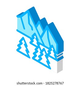 snowy mountain and forest nature icon vector. isometric snowy mountain and forest nature sign. color isolated symbol illustration