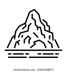 Snowy mountain icon in linear style 