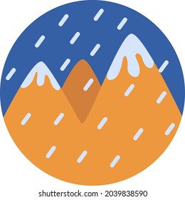 Snowy mountain, illustration, vector, on a white background.