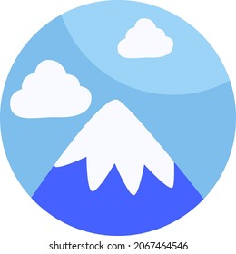 Snowy mountain, illustration, vector, on a white background.