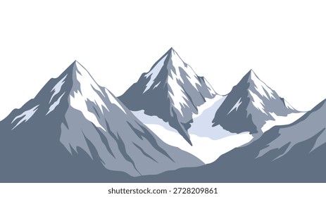 Vetor plano mínimo de fundo de paisagem de montanha nevada
