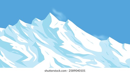 Snowy Mountain Landscape, mountain peak blue sky