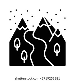 Snowy Mountain Landschaft Vektorgrafik, Solid Style Symbol