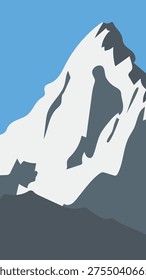 Snowy Mountain Landscape Vector Illustration Winter Alpine Peaks Nature Background