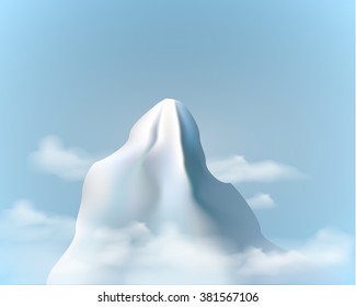 snowy mountain peak, vector illustration.