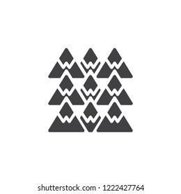 Snowy Mountain peaks vector icon. filled flat sign for mobile concept and web design. Winter mountains simple solid icon. Symbol, logo illustration. Pixel perfect vector graphics