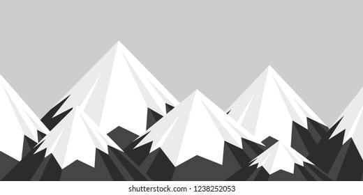 Snowy mountain peaks. Vector illustration.